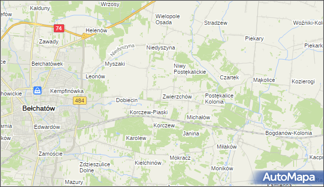 mapa Zwierzchów, Zwierzchów na mapie Targeo