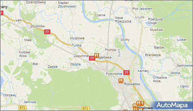 mapa Agatówka gmina Zaleszany, Agatówka gmina Zaleszany na mapie Targeo
