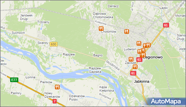 mapa Bagno gmina Jabłonna, Bagno gmina Jabłonna na mapie Targeo
