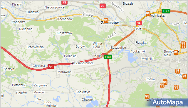 mapa Balice gmina Zabierzów, Balice gmina Zabierzów na mapie Targeo