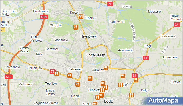 mapa Bałuty gmina Łódź, Bałuty gmina Łódź na mapie Targeo