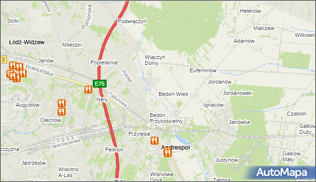 mapa Bedoń-Wieś, Bedoń-Wieś na mapie Targeo