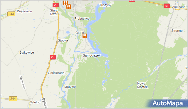 mapa Białe gmina Koronowo, Białe gmina Koronowo na mapie Targeo