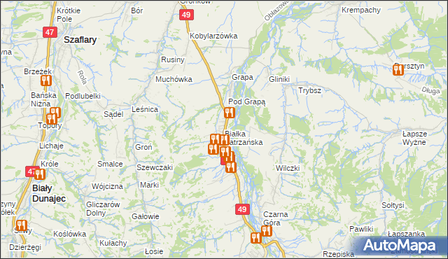 mapa Białka Tatrzańska, Białka Tatrzańska na mapie Targeo
