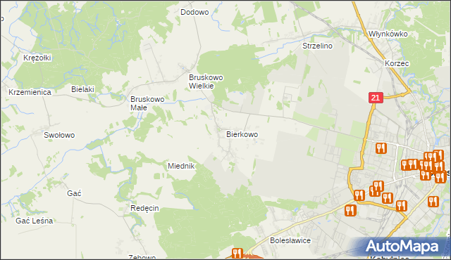mapa Bierkowo, Bierkowo na mapie Targeo