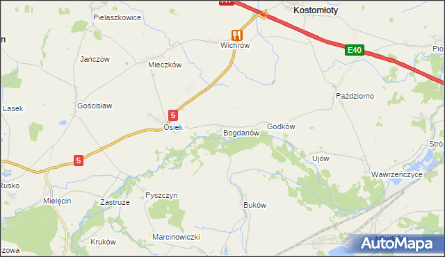 mapa Bogdanów gmina Kostomłoty, Bogdanów gmina Kostomłoty na mapie Targeo