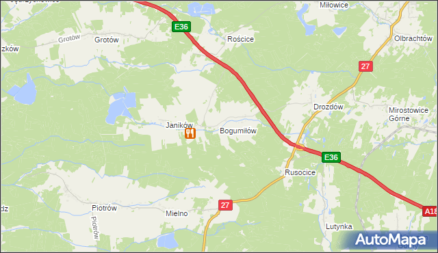 mapa Bogumiłów gmina Żary, Bogumiłów gmina Żary na mapie Targeo