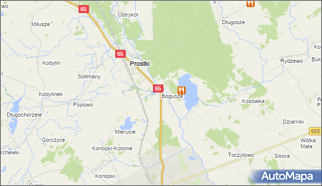 mapa Bogusze gmina Prostki, Bogusze gmina Prostki na mapie Targeo