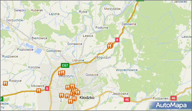 mapa Boguszyn gmina Kłodzko, Boguszyn gmina Kłodzko na mapie Targeo
