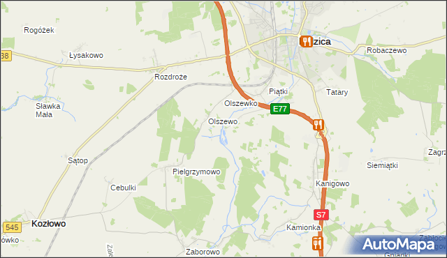 mapa Borowy Młyn gmina Nidzica, Borowy Młyn gmina Nidzica na mapie Targeo