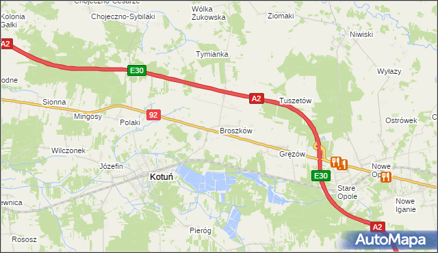 mapa Broszków, Broszków na mapie Targeo