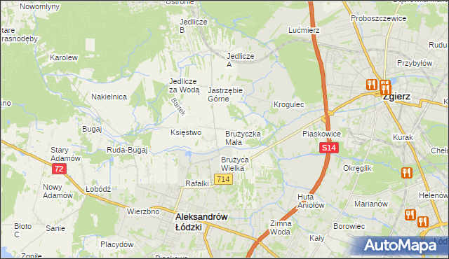 mapa Brużyczka Mała, Brużyczka Mała na mapie Targeo