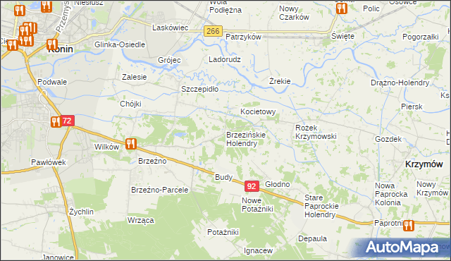 mapa Brzezińskie Holendry, Brzezińskie Holendry na mapie Targeo