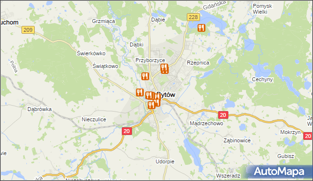 mapa Bytów, Bytów na mapie Targeo