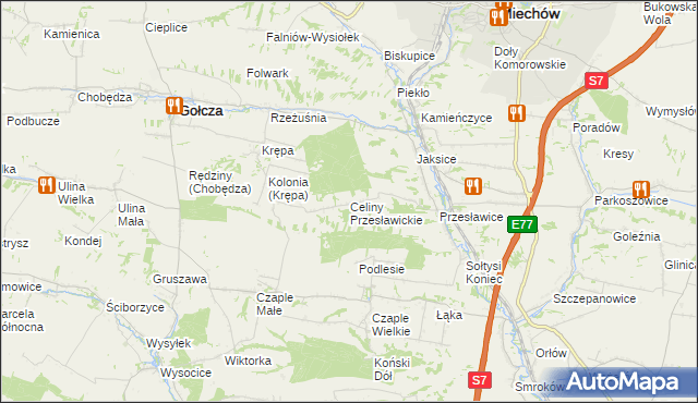 mapa Celiny Przesławickie, Celiny Przesławickie na mapie Targeo