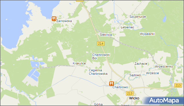 mapa Charbrowski Bór, Charbrowski Bór na mapie Targeo