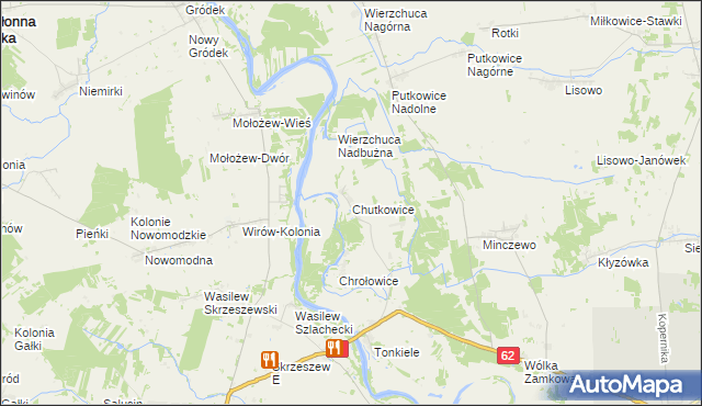 mapa Chutkowice, Chutkowice na mapie Targeo