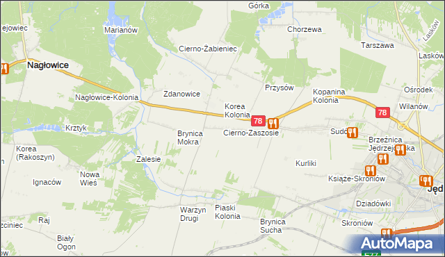mapa Cierno-Zaszosie, Cierno-Zaszosie na mapie Targeo