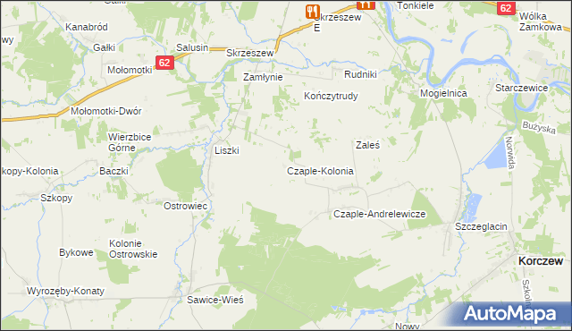 mapa Czaple-Kolonia, Czaple-Kolonia na mapie Targeo