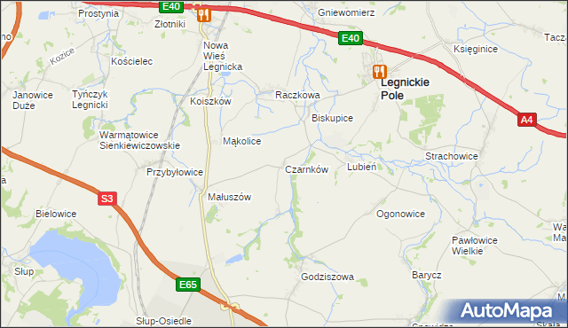 mapa Czarnków gmina Legnickie Pole, Czarnków gmina Legnickie Pole na mapie Targeo
