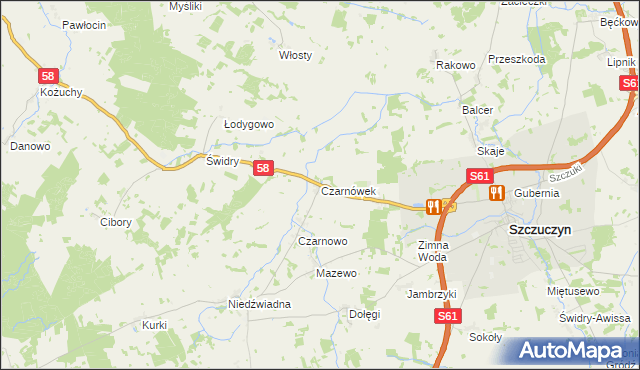 mapa Czarnówek, Czarnówek na mapie Targeo