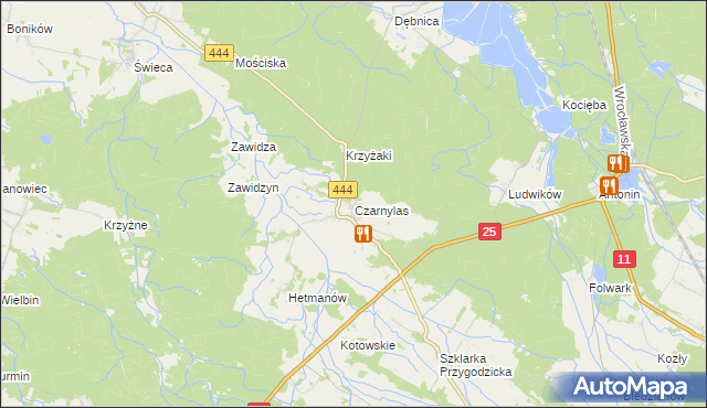 mapa Czarnylas gmina Przygodzice, Czarnylas gmina Przygodzice na mapie Targeo