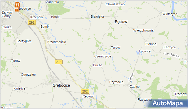 mapa Czerńczyce gmina Grębocice, Czerńczyce gmina Grębocice na mapie Targeo