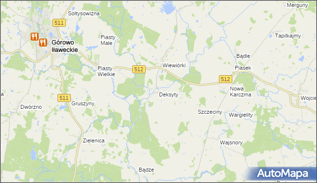 mapa Deksyty, Deksyty na mapie Targeo
