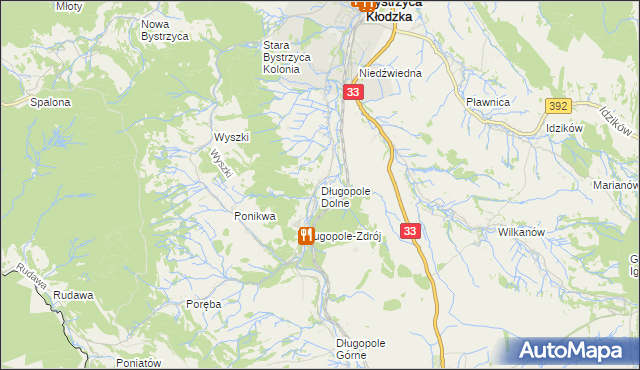 mapa Długopole Dolne, Długopole Dolne na mapie Targeo