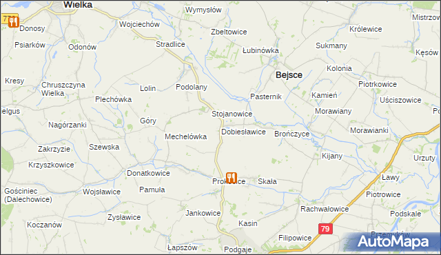 mapa Dobiesławice gmina Bejsce, Dobiesławice gmina Bejsce na mapie Targeo