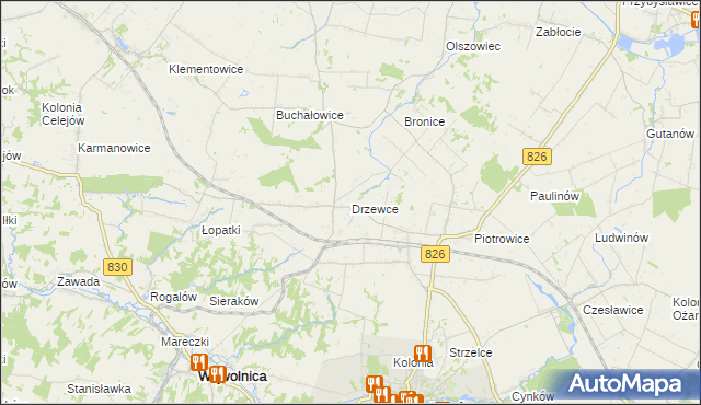 mapa Drzewce gmina Nałęczów, Drzewce gmina Nałęczów na mapie Targeo