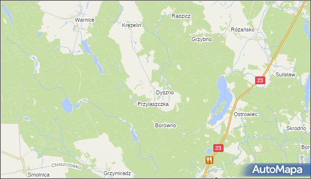 mapa Dyszno, Dyszno na mapie Targeo