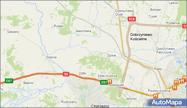 mapa Dzikie-Kolonia, Dzikie-Kolonia na mapie Targeo