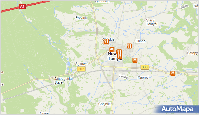mapa Glinno gmina Nowy Tomyśl, Glinno gmina Nowy Tomyśl na mapie Targeo