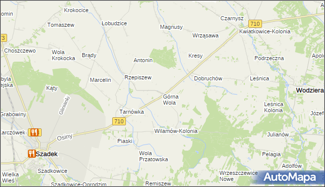 mapa Górna Wola gmina Szadek, Górna Wola gmina Szadek na mapie Targeo