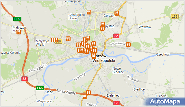 mapa Gorzów Wielkopolski, Gorzów Wielkopolski na mapie Targeo