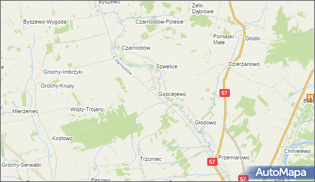 mapa Gościejewo gmina Karniewo, Gościejewo gmina Karniewo na mapie Targeo