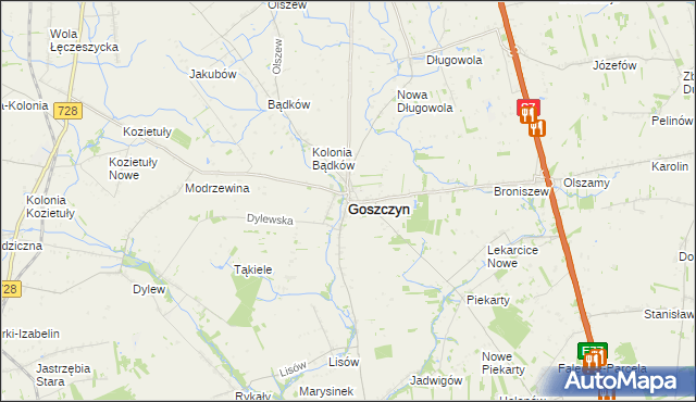 mapa Goszczyn powiat grójecki, Goszczyn powiat grójecki na mapie Targeo