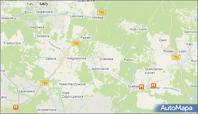 mapa Grabowa gmina Łazy, Grabowa gmina Łazy na mapie Targeo
