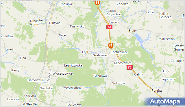 mapa Grabowiec gmina Chmielnik, Grabowiec gmina Chmielnik na mapie Targeo