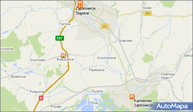 mapa Grochowiska gmina Ząbkowice Śląskie, Grochowiska gmina Ząbkowice Śląskie na mapie Targeo
