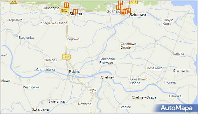 mapa Grochowo Pierwsze, Grochowo Pierwsze na mapie Targeo