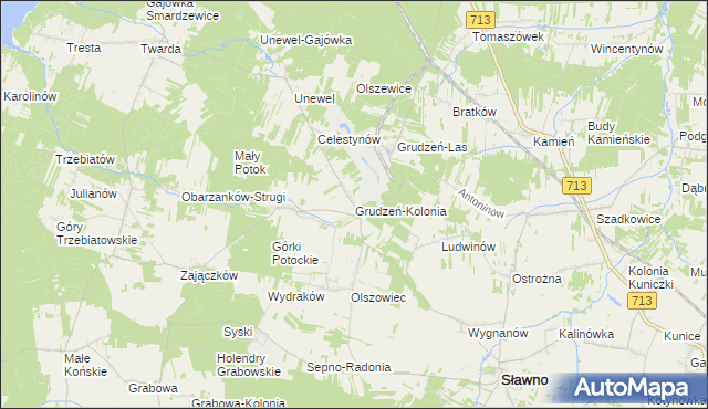 mapa Grudzeń-Kolonia, Grudzeń-Kolonia na mapie Targeo