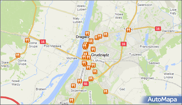 mapa Grudziądza, Grudziądz na mapie Targeo