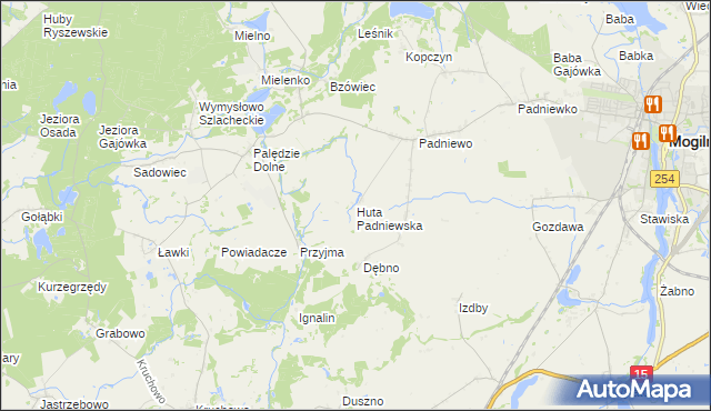 mapa Huta Padniewska, Huta Padniewska na mapie Targeo
