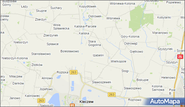 mapa Izabelin gmina Kleczew, Izabelin gmina Kleczew na mapie Targeo