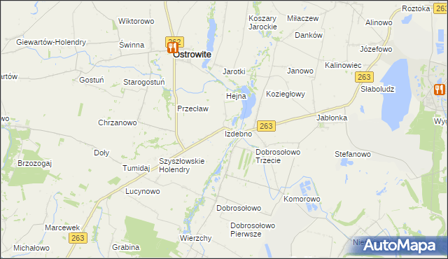 mapa Izdebno gmina Ostrowite, Izdebno gmina Ostrowite na mapie Targeo