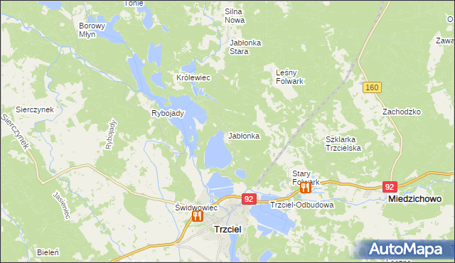 mapa Jabłonka gmina Trzciel, Jabłonka gmina Trzciel na mapie Targeo