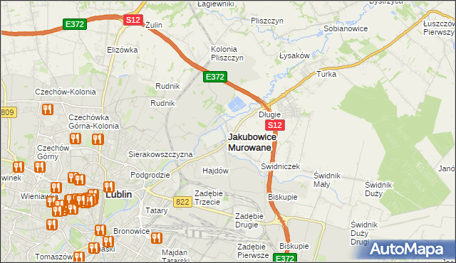 mapa Jakubowice Murowane, Jakubowice Murowane na mapie Targeo