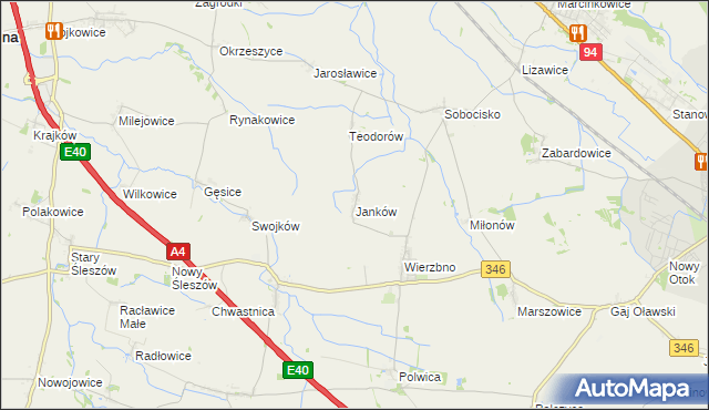 mapa Janków gmina Domaniów, Janków gmina Domaniów na mapie Targeo